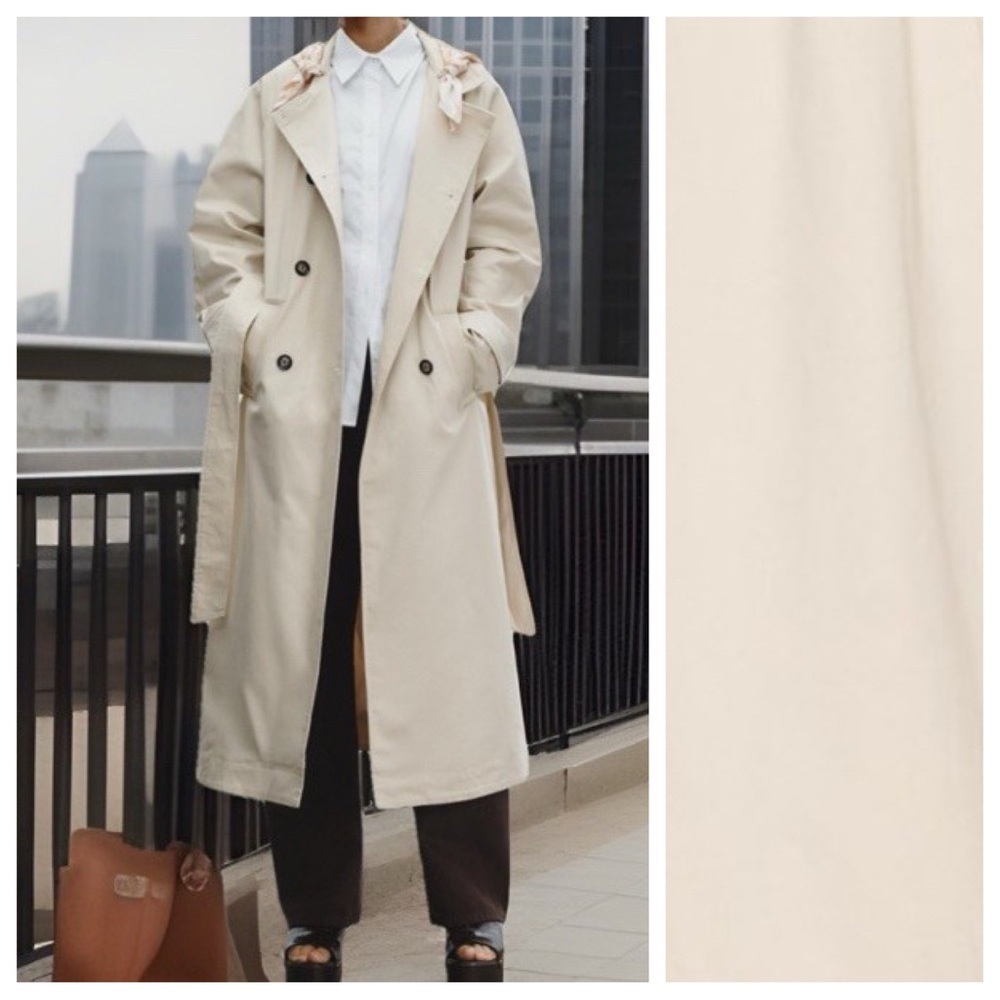 NWT. Zara Light Beige Cotton Blend Double-Breasted Trench Coat. Size L.